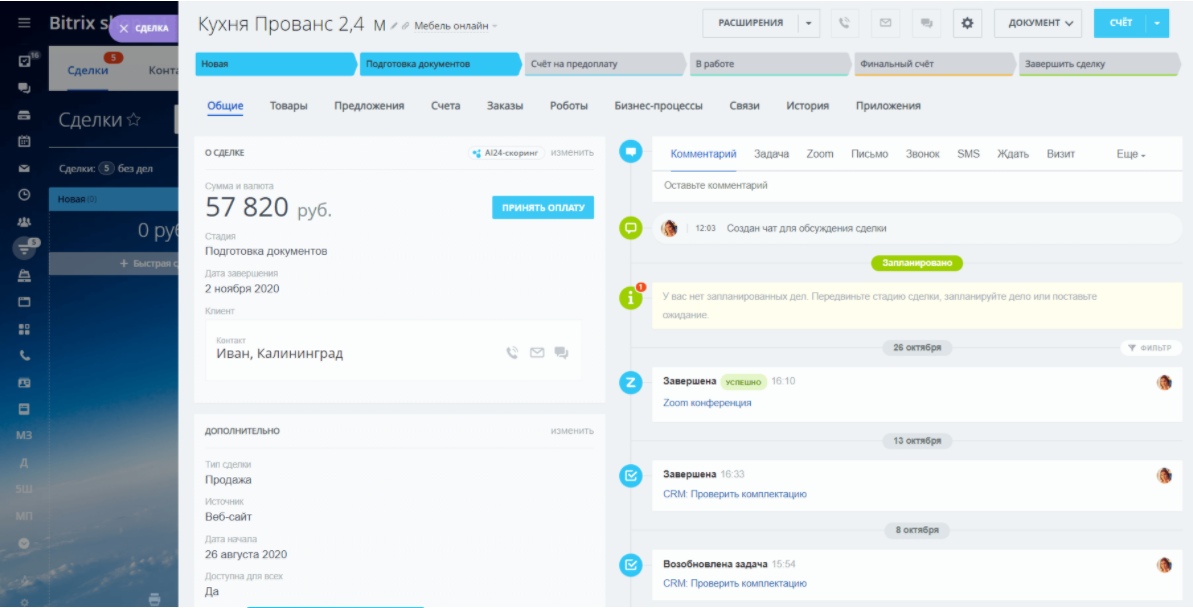 Карточка CRM